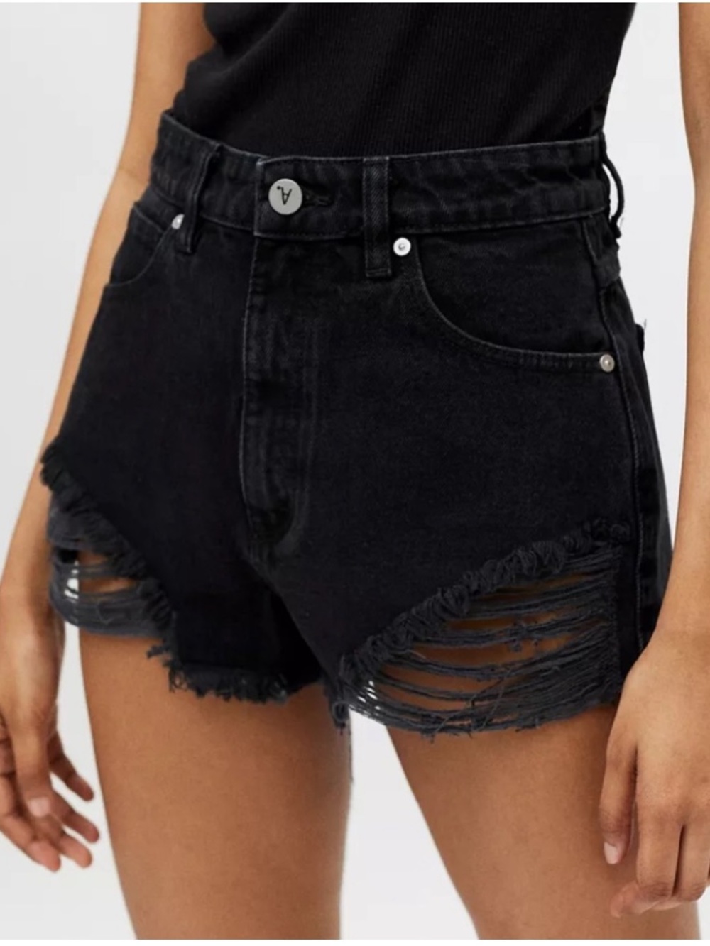 Abrand A High-Waisted Relaxed Distressed Short